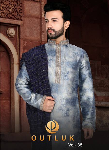 Outluk Vol 35 Traditional Jaqcuard Silk With Self Work Party Wear Kurta Pajama Mens Collection